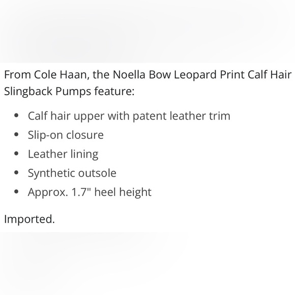 🔥SALE🔥COLE HANN NOELLA BOW CALF HAIR LEOPARD PRINT SLINGBACK PUMPS SZ 8 B NWOT - Picture 13 of 13